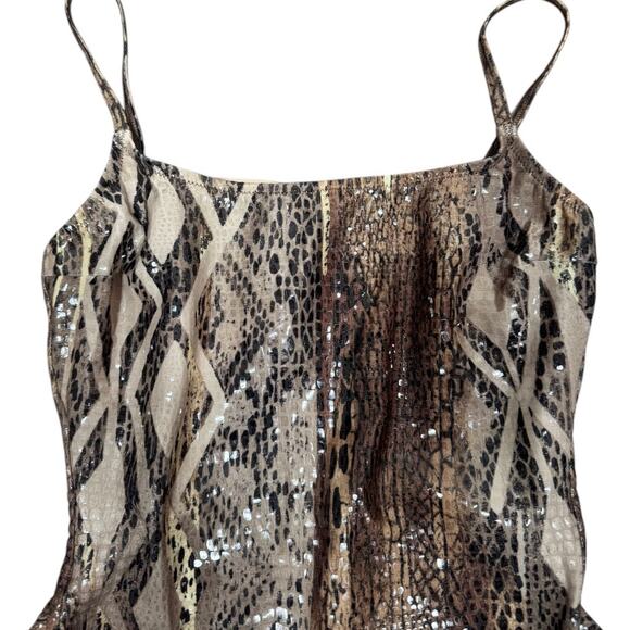 Vintage 90s Gottex Shiny Snakeskin Print One Piece Swimsuit 10 High Cut Low Back - Picture 3 of 8